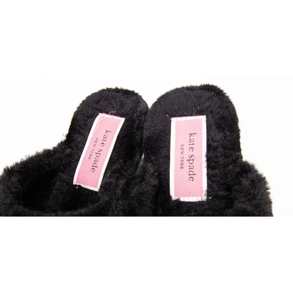 Kate Spade Lacey Glitter Slippers Slip-on Flats Bow Women's Size 9B Black
